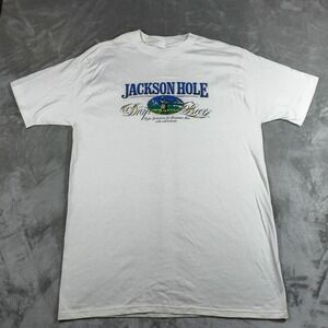 Vintage Jackson Hole Draft Beer Shirt Mens XL White Miller Single Stitch USA 80s
